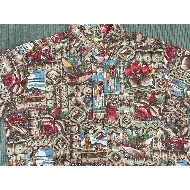 90's 米国 ハワイ製 レインスプーナー MELE KALIKIMAKA reyn spooner 半袖 アロハシャツ 裏生地 綿60ポリ40 プルオーバー L [ta-1029] | reyn spooner | 02