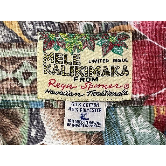 90's 米国 ハワイ製 レインスプーナー MELE KALIKIMAKA reyn spooner 半袖 アロハシャツ 裏生地 綿60ポリ40 プルオーバー L [ta-1029] | reyn spooner | 03