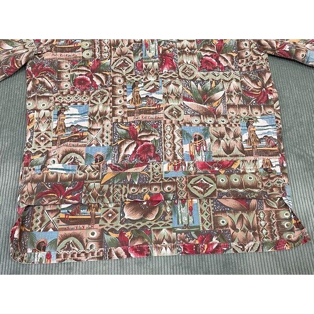 90's 米国 ハワイ製 レインスプーナー MELE KALIKIMAKA reyn spooner 半袖 アロハシャツ 裏生地 綿60ポリ40 プルオーバー L [ta-1029] | reyn spooner | 04