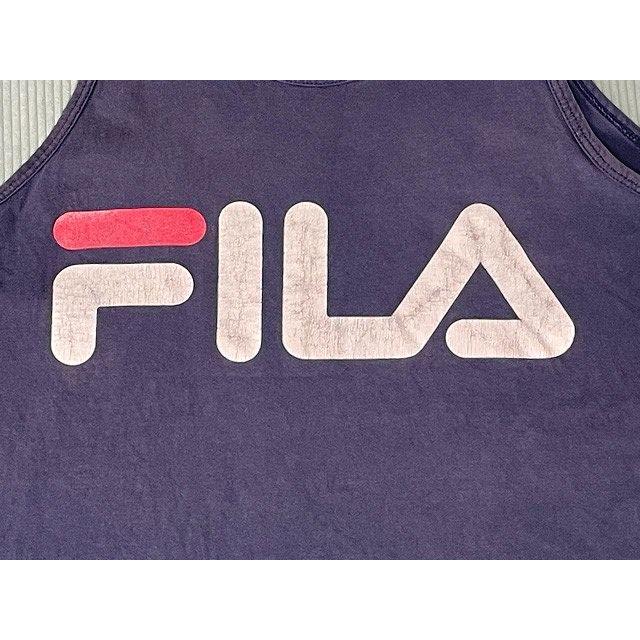 90's 米国製 MADE IN USA フィラ FILA ビンテージ タンクトップ ロゴ フェード ナス紺 ネイビー L [ta-1048] | FILA | 02