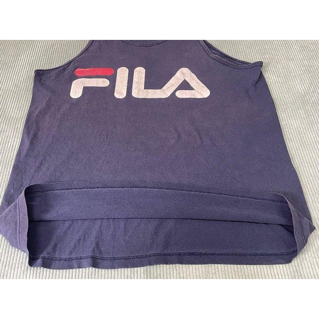 90's 米国製 MADE IN USA フィラ FILA ビンテージ タンクトップ ロゴ フェード ナス紺 ネイビー L [ta-1048] | FILA | 05