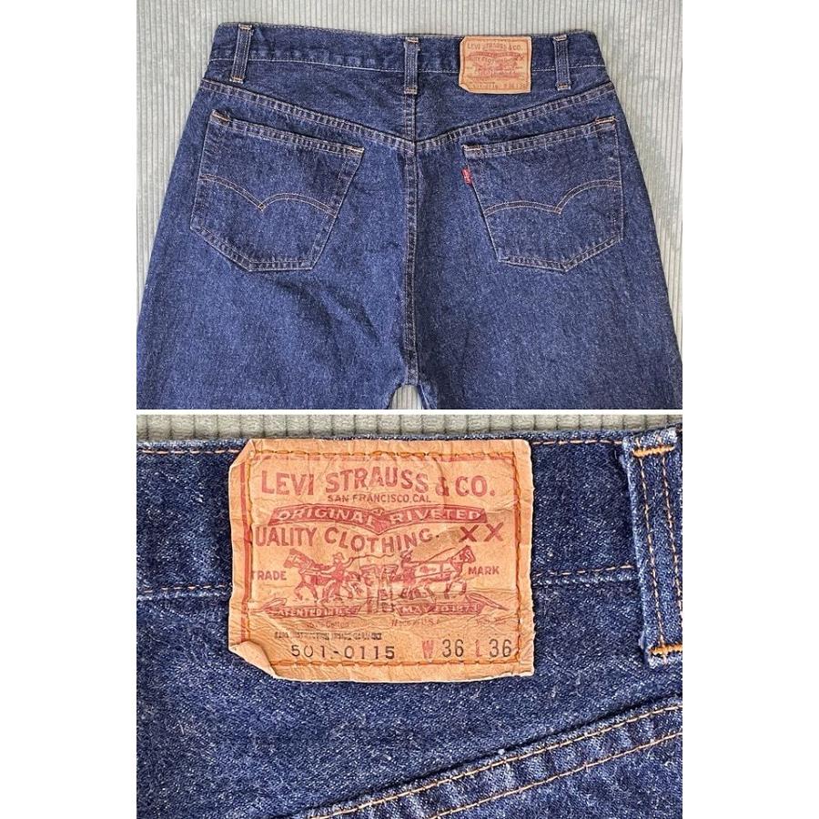 米国製 80's 1985 リーバイス LEVI'S 501 0115 色濃 ハチマル 金茶糸脇割 653工場 表記W36 L36 実寸W84 L72cm [ta-1052]｜highground｜07