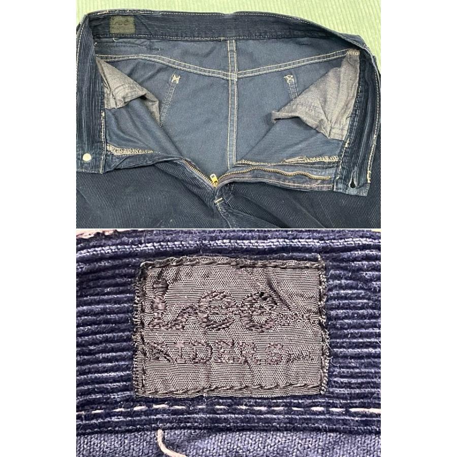 70's 米国製 リー Lee 200 ストレート コーデュロイパンツ サイドタグ タロン42 後染 オーバーダイ ネイビー 実寸W78L69 [ta-1198] | Lee | 05