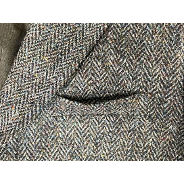 ハリスツイード　ヘリンボーン　ツイード　くるみボタン　ブラウン　ブルー　　2B Harris Tweed】ハリスツイード ヘリンボーンツイードジャケット MADE