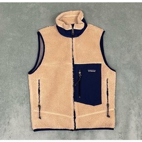 2000 米国製 パタゴニア patagonia フリース クラシックレトロX ベスト Classic RETRO-X VEST 23044 ナチュラル ネイビー XS [ta-1347]の画像