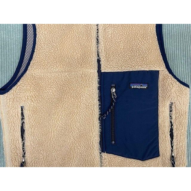 2000 米国製 パタゴニア patagonia フリース クラシックレトロX ベスト Classic RETRO-X VEST 23044 ナチュラル ネイビー XS [ta-1347]の画像