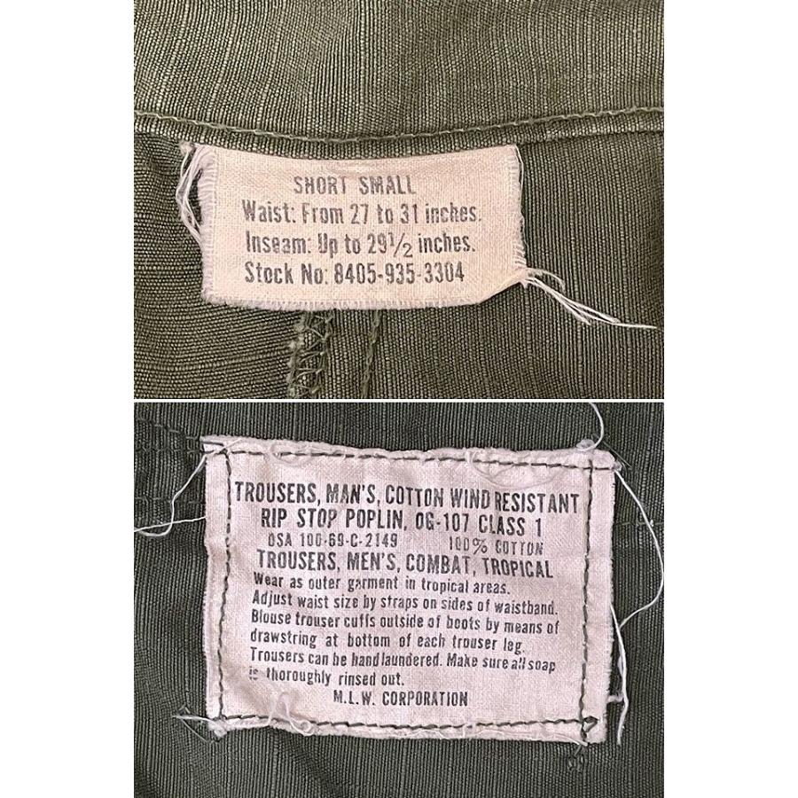 60's 1969 ミリタリー US ARMY 米軍 ジャングルファティーグパンツ 4th ポプリン リップストップ カーゴパンツ SHORT SMALL [ta-1492] | MILITARY | 02
