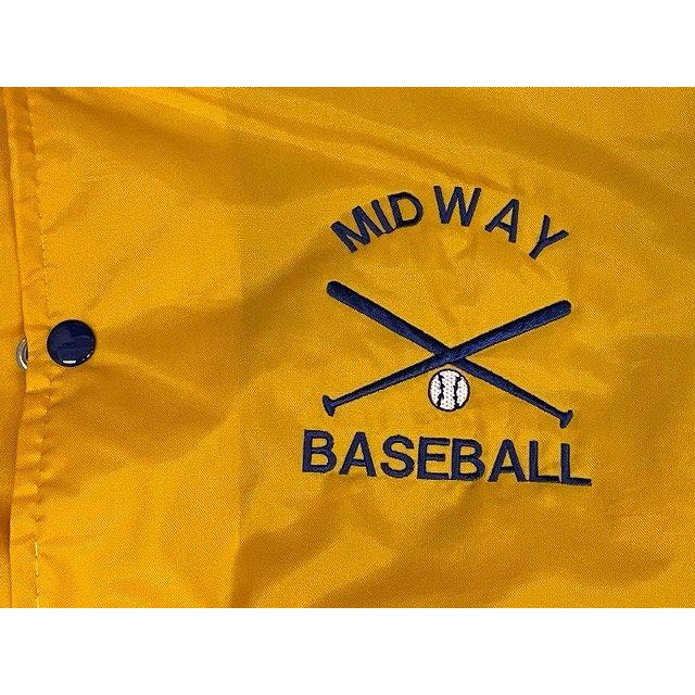 80's 米国製 デロング DeLONG ナイロンジャケット スタジャン キルティング ミッドウェイ大学 MIDWAY BASEBALL 青黄 S [ta-1566] | MADE IN USA | 01