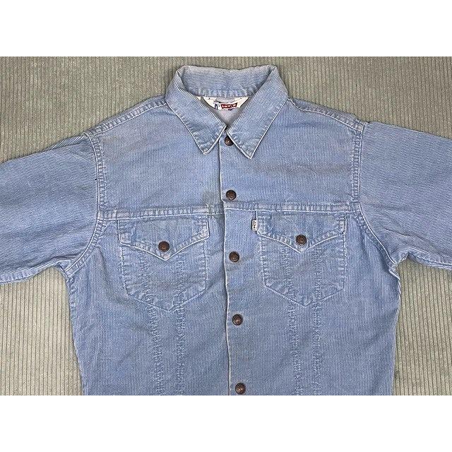 70's 米国製 リーバイス LEVI'S コーデュロイ トラッカージャケット スナップ釦 サドルマン サックスブルー 18 [ta-1595] | Levi's | 01