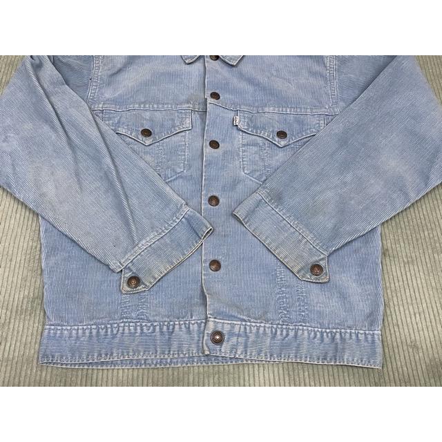 70's 米国製 リーバイス LEVI'S コーデュロイ トラッカージャケット スナップ釦 サドルマン サックスブルー 18 [ta-1595] | Levi's | 03