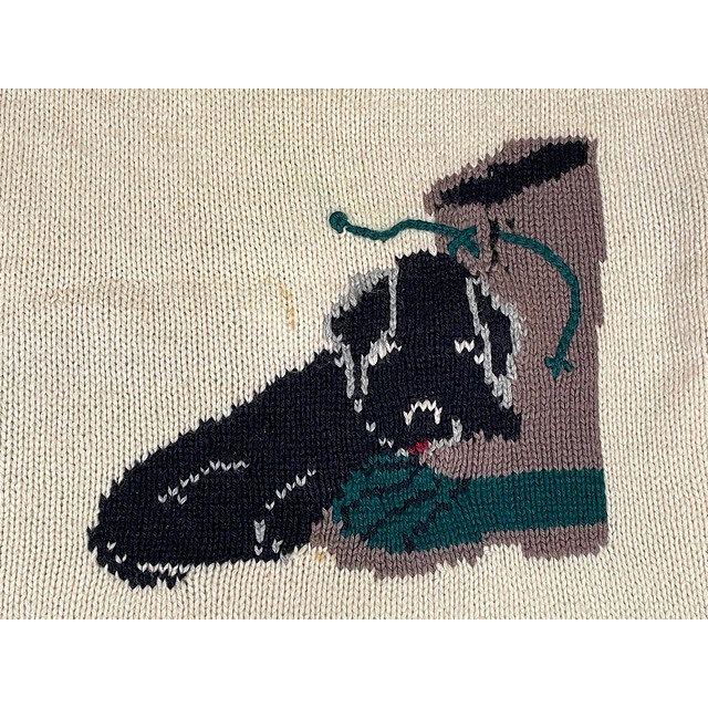 80's 香港製 L.L.Bean エルエルビーン ハンドニット セーター バーズアイ ビーンブーツ 犬 ウール100% XL [ta-1642] | L.L.Bean | 01