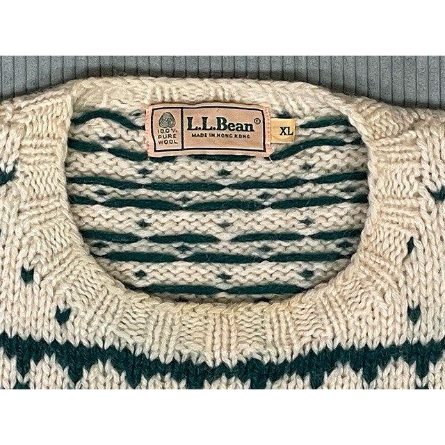 80's 香港製 L.L.Bean エルエルビーン ハンドニット セーター バーズアイ ビーンブーツ 犬 ウール100% XL [ta-1642] | L.L.Bean | 02