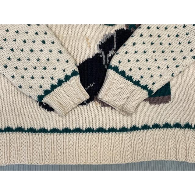 80's 香港製 L.L.Bean エルエルビーン ハンドニット セーター バーズアイ ビーンブーツ 犬 ウール100% XL [ta-1642] | L.L.Bean | 03