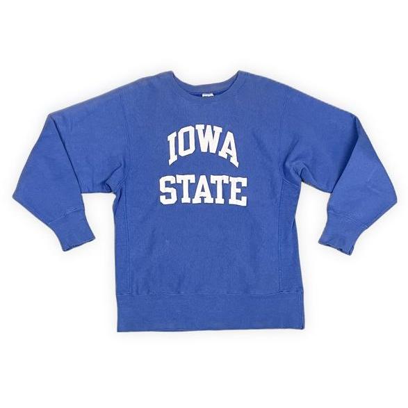 90’s 米国製 チャンピオン ビンテージ リバースウィーブ Champion REVERSE WEAVE IOWA STATE ブルー 青 L [ta-1665] | REVERSE WEAVE