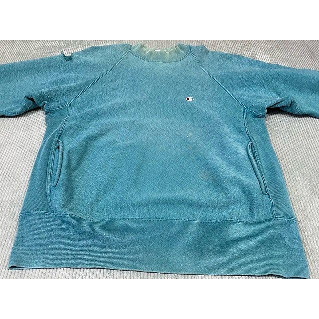 90’s 米国製 チャンピオン ビンテージ リバースウィーブ Champion REVERSE WEAVE モックネック ボロ フェード ターコイズ L [ta-1667] | REVERSE WEAVE | 04