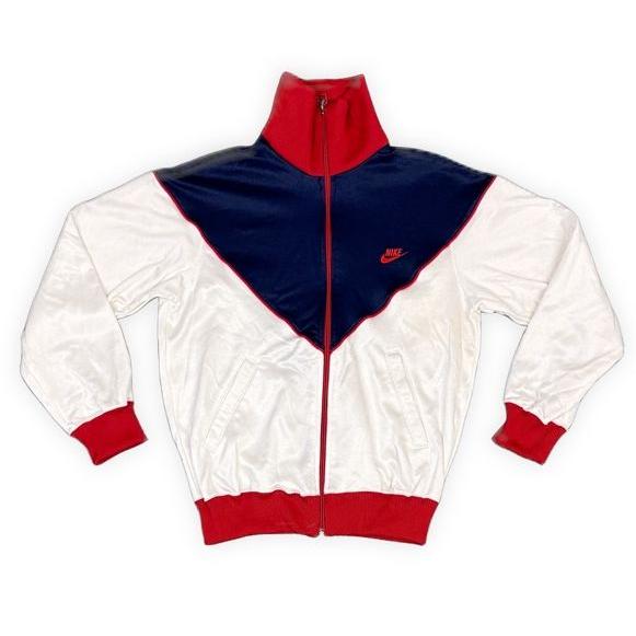 80's 紺タグ 日本製 MADE IN JAPAN ビンテージ ナイキ NIKE トラックトップ ジャージ ネイビー ホワイト レッド M [ta-1745] | NIKE