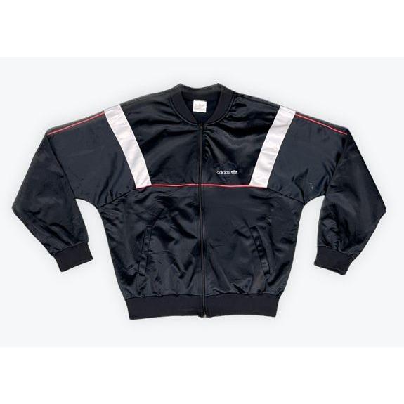 80's 米国製 ビンテージ アディダス adidas ジャージ Track Top トラックトップ ブラックボディ ゆるめシルエット L [ta-1791] | adidas