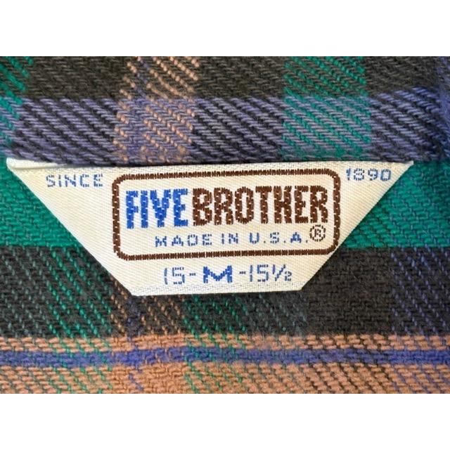 70's 80's 米国製 ビンテージ FIVEBROTHER ファイブブラザー ヘビーネル ネルシャツ チェック M 15-151/2 [ta-1801] | FIVEBROTHER | 02