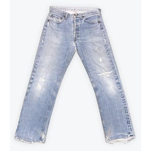 70's 1975 米国製 リーバイス LEVI'S 501 ビンテージ 66前期 裾チェーン 赤耳 ダメージ リペア 表記W31L33 実寸W76L76 [ta-1803] | Levi's