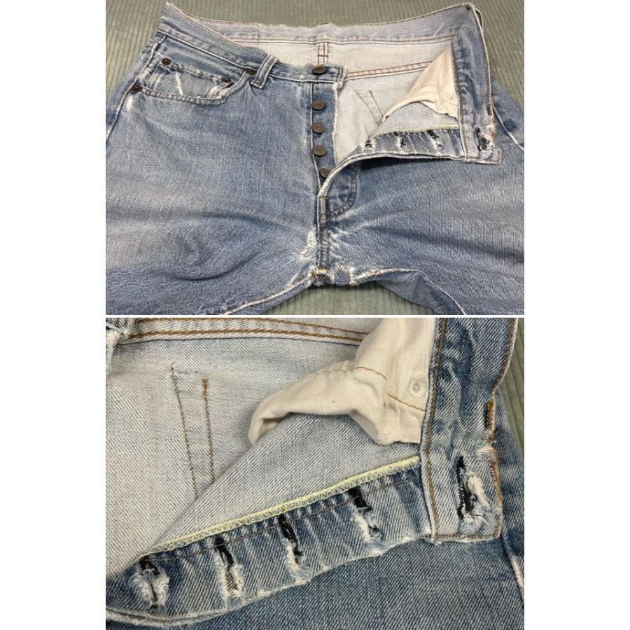70's 1975 米国製 リーバイス LEVI'S 501 ビンテージ 66前期 裾チェーン 赤耳 ダメージ リペア 表記W31L33 実寸W76L76 [ta-1803] | Levi's | 05