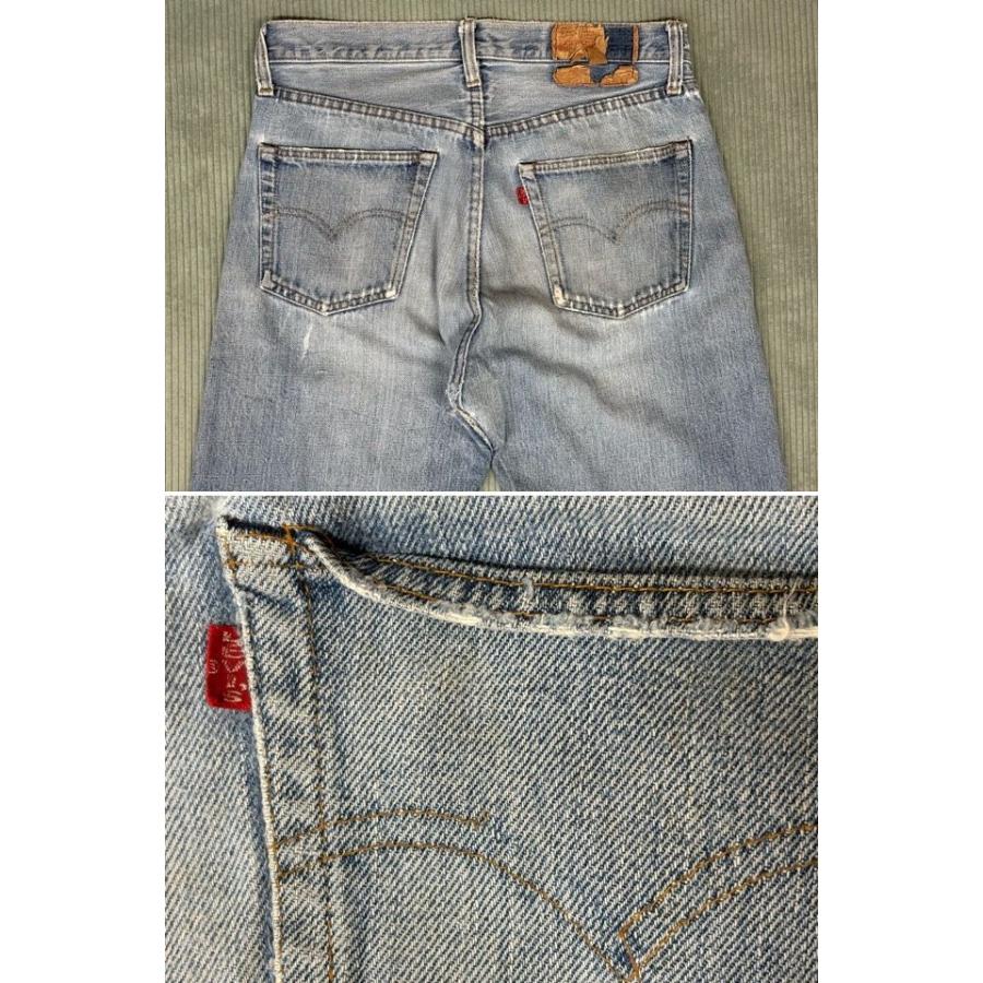 70's 1975 米国製 リーバイス LEVI'S 501 ビンテージ 66前期 裾チェーン 赤耳 ダメージ リペア 表記W31L33 実寸W76L76 [ta-1803] | Levi's | 04