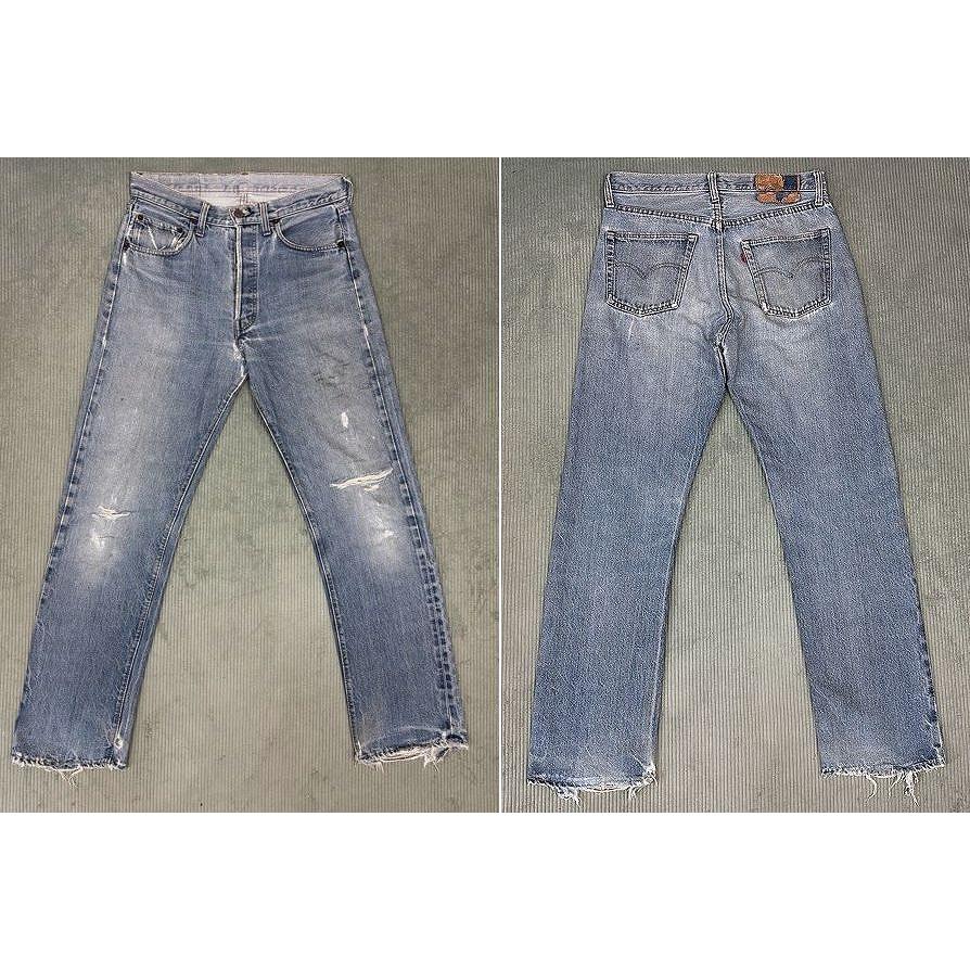70's 1975 米国製 リーバイス LEVI'S 501 ビンテージ 66前期 裾チェーン 赤耳 ダメージ リペア 表記W31L33 実寸W76L76 [ta-1803] | Levi's | 01