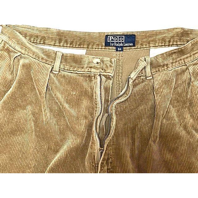 90's POLO CORDS ラルフローレン Polo Ralph Lauren トラウザー 太畝 コーデュロイ 2タック カーキ サイズ84 オンワード樫山 [tal-0287]｜highground｜04