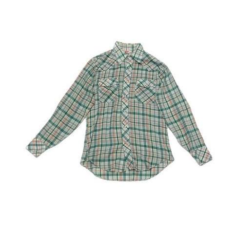 未使用 L 70s Sears USA 綿ポリ 長袖チェックシャツ コットンポリ