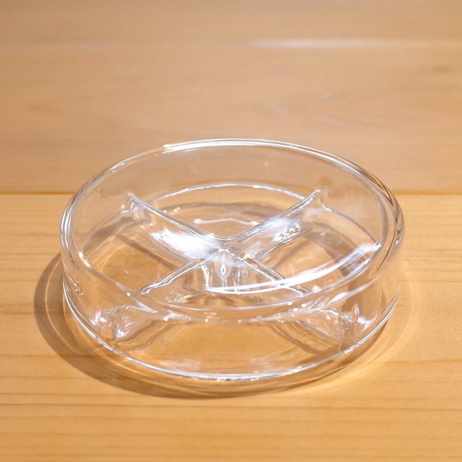 Koizumi Glass Works　Fractionation petri dish（3 fractions）　Lid set　小泉硝子製作所　分画シャーレー　四分画 |  | 01