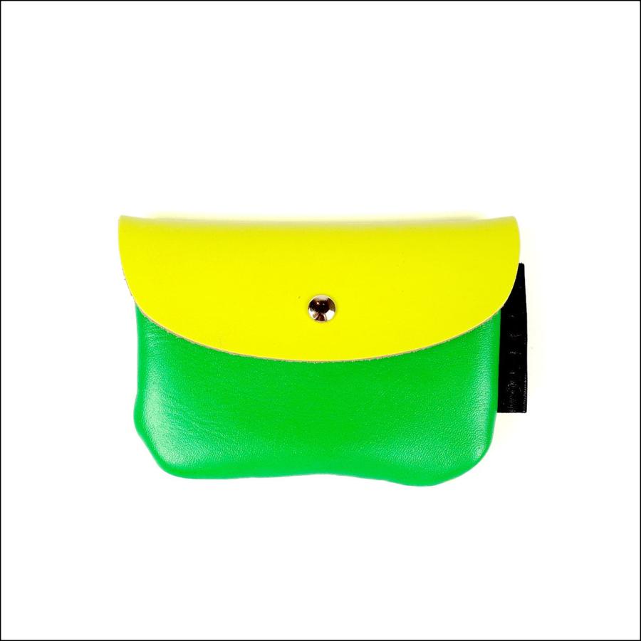 STARLETS　Bicolor neon leather card case　Green × Yellow　スターレッツ　バイカラー　ネオンレザー　カードケース　グリーン　イエロー　緑　黄 | 