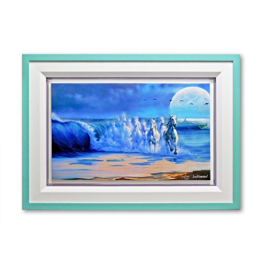 版画 額付 ジム・ウォーレン/The Wave With the Moon アメリカ キャンバス 絵画 アート ジクレー 壁掛け Jim Warren