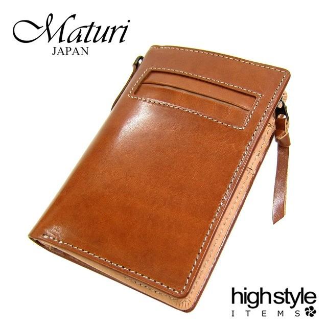 二つ折り財布 ミドルサイズ メンズ レディース 本革 Maturi プッチーニ イタリアンレザー L字ファスナー 二つ折り財布