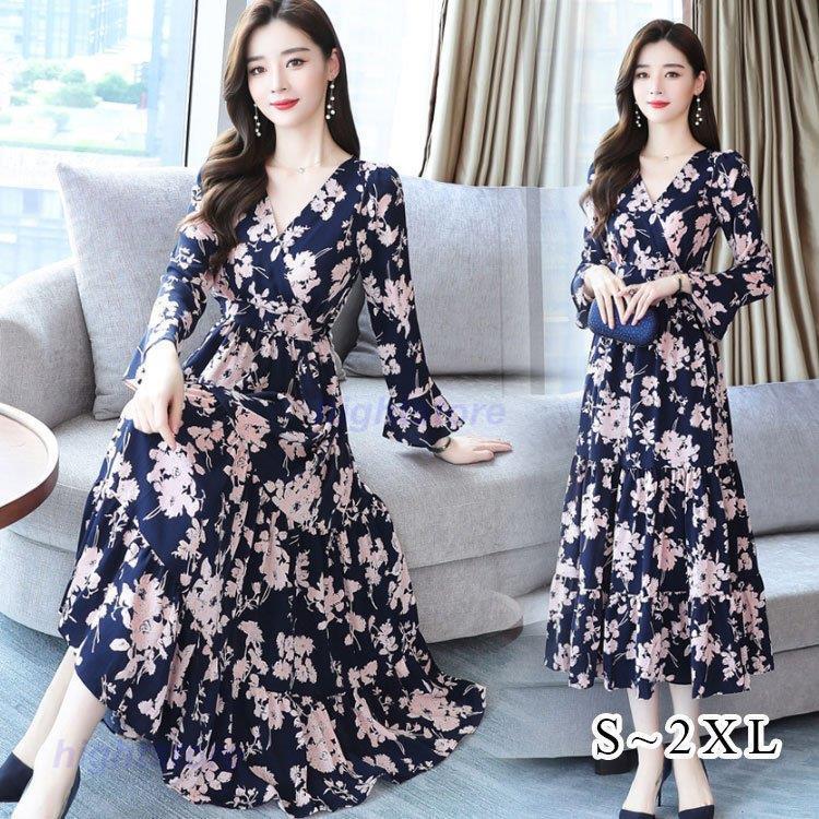 ワンピース レディース 40代 ワンピース 秋 新作 長袖ワンピース きれいめ 花柄 ワンピース フレアスカート おしゃれ 結婚式ドレス お出かけ 大人 30代 50代 Tw07fdvh ファッション Kccc Uk