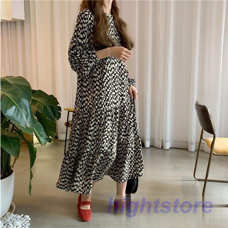 ワンピースドレス レディース 40代 秋服 きれいめ 膝丈ワンピース 長袖 ドット柄 ロング丈 韓国風 結婚式ドパーティー オシャレ Lb8xvp2yhf ファッション Valleymill Com