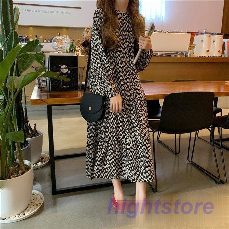 ワンピースドレス レディース 40代 秋服 きれいめ 膝丈ワンピース 長袖 ドット柄 ロング丈 韓国風 結婚式ドパーティー オシャレ Lb8xvp2yhf ファッション Valleymill Com