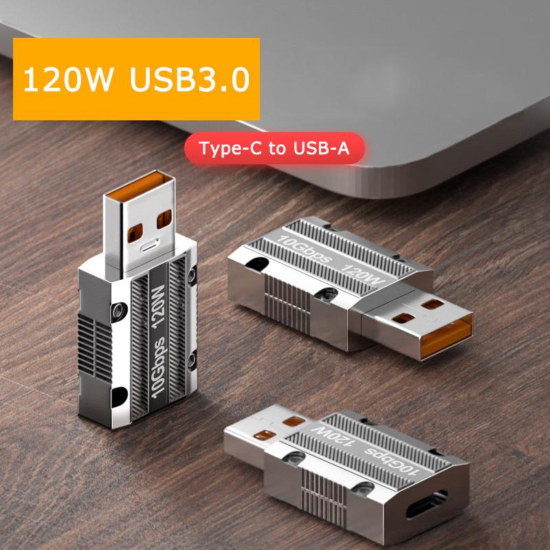 2個セット Type-C to Type-A 変換アダプタ 最大120W ストラップホール タイプA タイプC USB3.0 コネクタ 10Gbps データ転送  紛失防止 コンパクト |  | 02