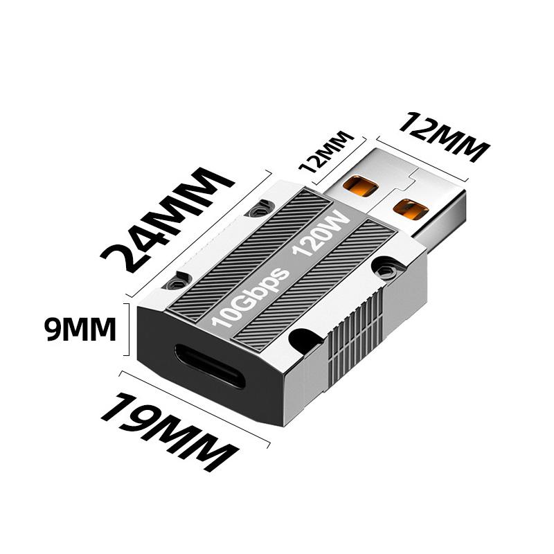 2個セット Type-C to Type-A 変換アダプタ 最大120W ストラップホール タイプA タイプC USB3.0 コネクタ 10Gbps データ転送  紛失防止 コンパクト｜hightechworld｜07