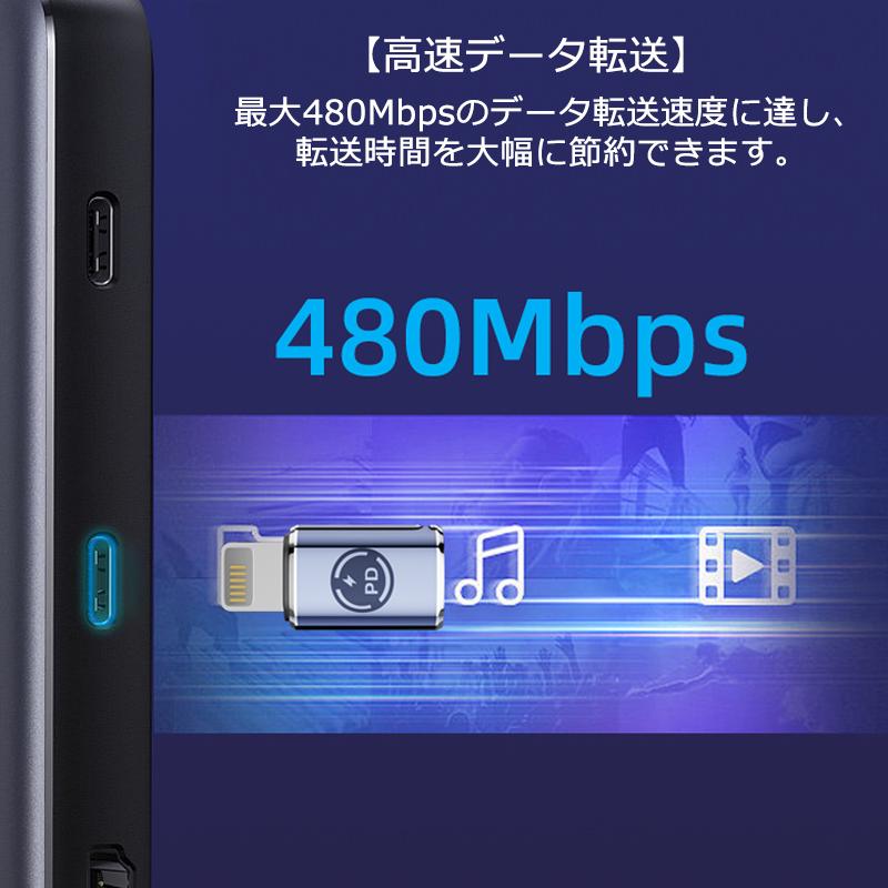 USB Type C to Lightning 変換アダプタ 各種2個セット PD充電対応