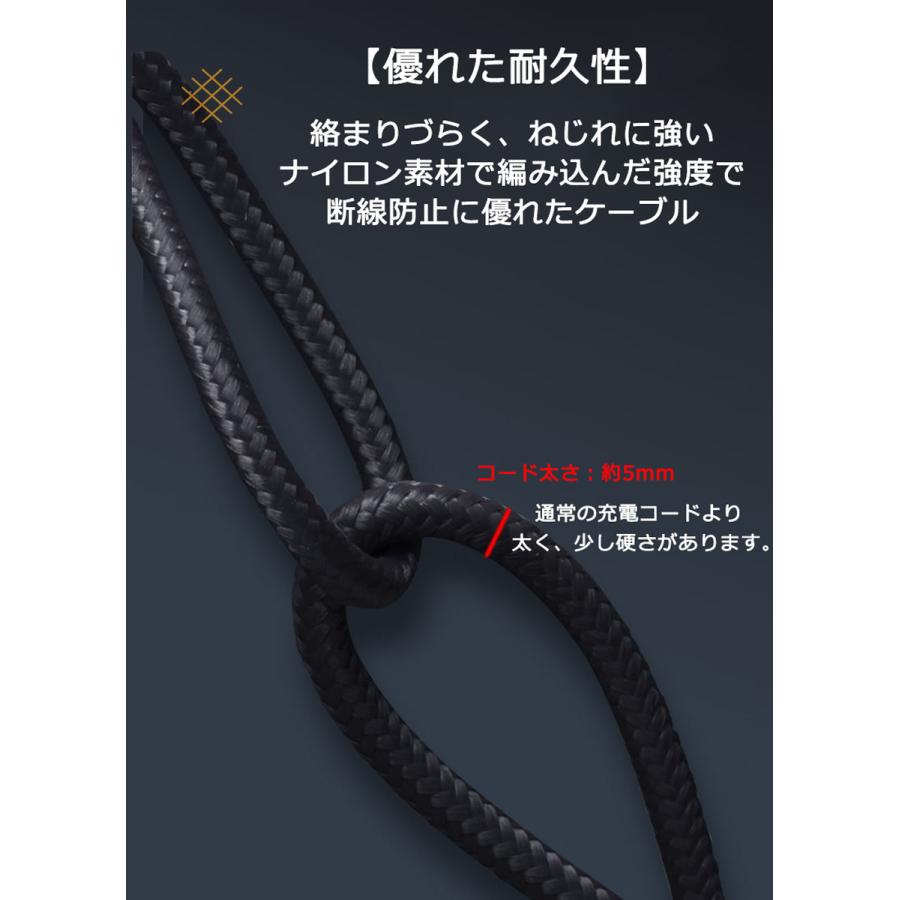 L字 1m USB Type C 延長ケーブル 100W 5A PD対応 急速充電 USB 3.1 Gen2 10Gbps データ転送 4K/60Hz 映像出力 タイプC 充電ケーブル ナイロン編み｜hightechworld｜03