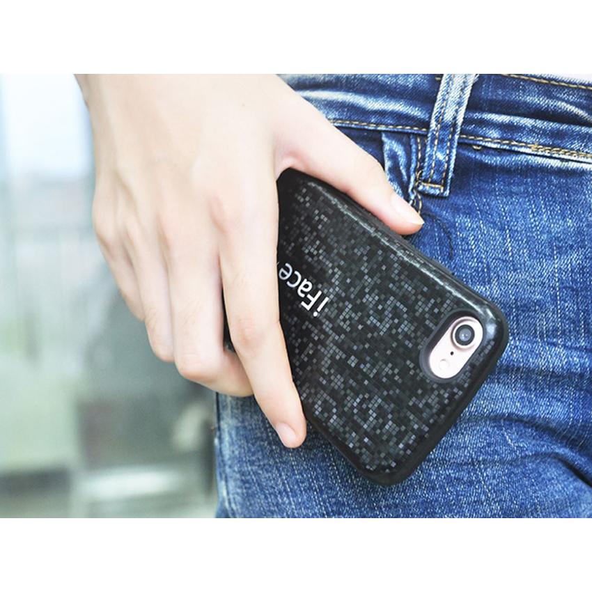 iPhone8 ifaceケースiringリング付き　スペースグレー　64GB ホールドリング付き モザイク版 iFace mall iPhone SE 第2世代 第3世代