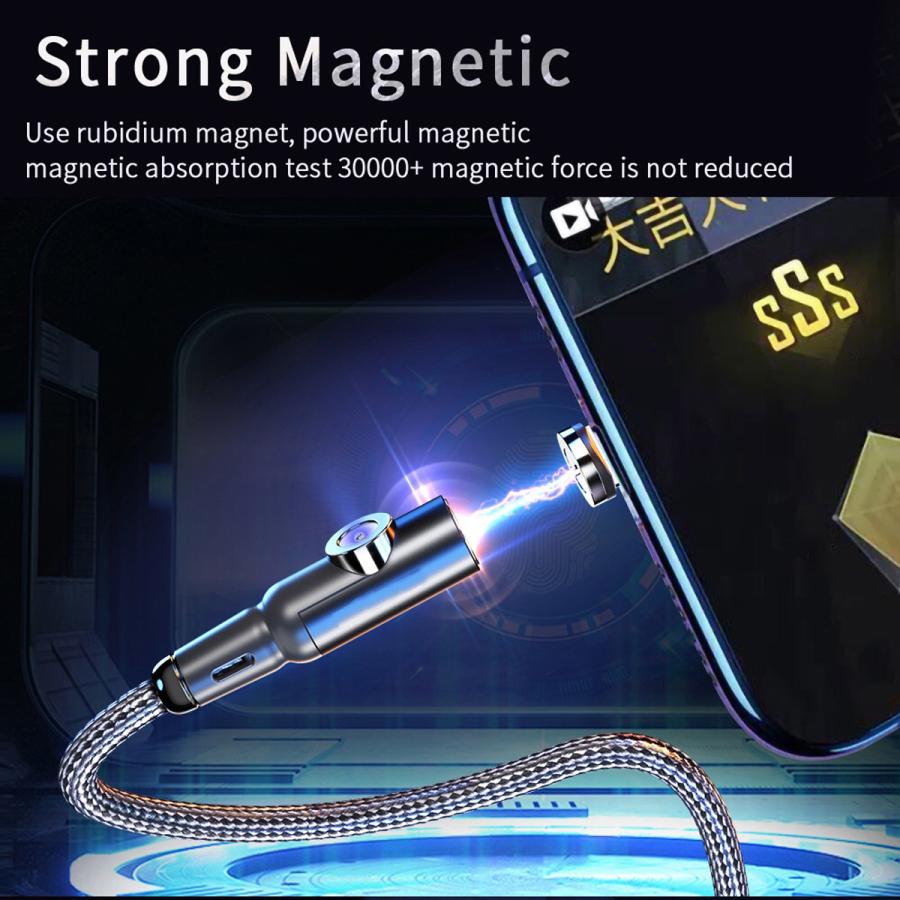 L字 ストレート 一体型 1m+2ｍ マグネット充電ケーブル 端子 セット 3in1 Lightning iPhone Micro USB TyepC ケーブル ナイロン 編み ライトニング タイプC |  | 02