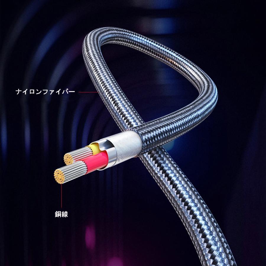 L字 ストレート 一体型 1m+2ｍ マグネット充電ケーブル 端子 セット 3in1 Lightning iPhone Micro USB TyepC ケーブル ナイロン 編み ライトニング タイプC |  | 04