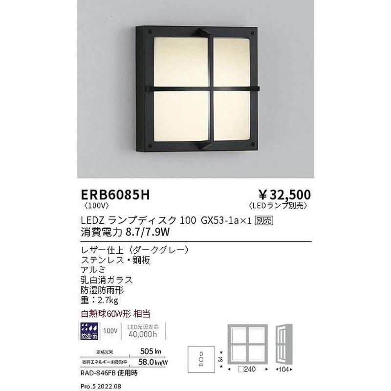 遠藤照明　アウトドアブラケット　Disk100　器具本体　ERB6085H