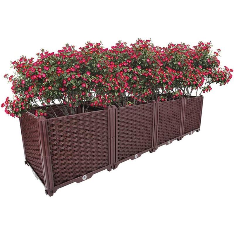 BAOYOUNI 組み立て簡単ガーデンボックス プランターボックスプラスチック鉢植え入れ花 植物 栽培ブラウン 鉢用品 大型プランター 莱園 組み立て簡単ガーデンボックス プランターボックスプラスチック鉢植え入れ花 植物 栽培ブラウン 鉢用品 大型プランター 莱園