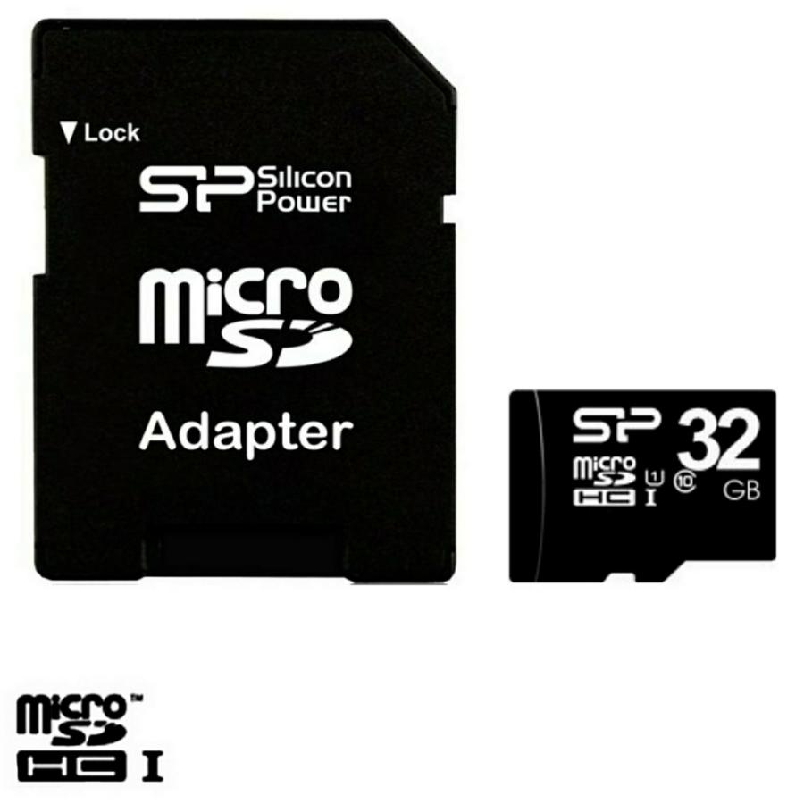 32GB class10 UHS1 シリコンパワー マイクロ SDメモリ UHS1 32ギガ クラス10 SDメモリへの変換アダプタ付 microSDHCカード メール便配送可
