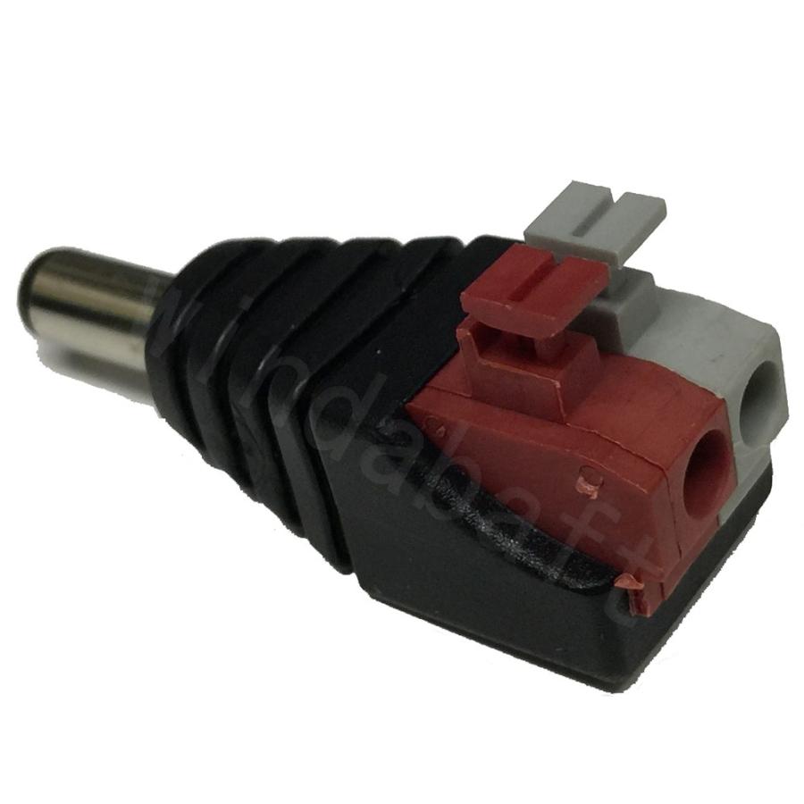 DC5.5/2.1 DCプラグ（オス） 2P端子台 簡単押しボタン式2P端子台変換アダプタ　（バルク品）　DCオス-2P端子台 プッシュ式DCプラグ端子台 メール便配送可 |  | 01