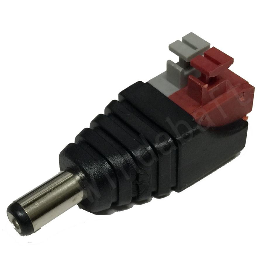DC5.5/2.1 DCプラグ（オス） 2P端子台 簡単押しボタン式2P端子台変換アダプタ　（バルク品）　DCオス-2P端子台 プッシュ式DCプラグ端子台 メール便配送可 |  | 02
