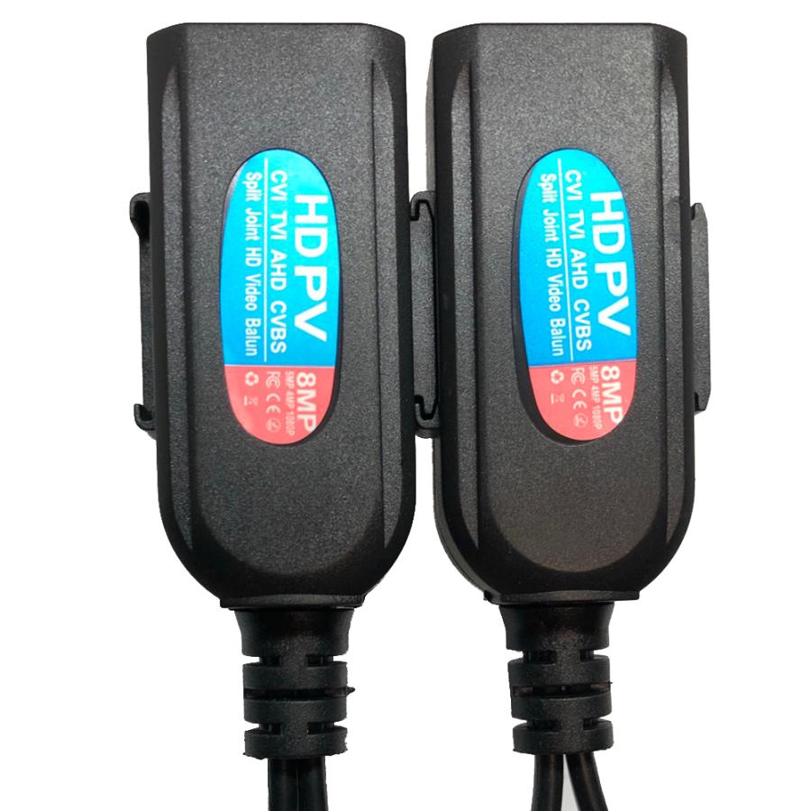 防犯カメラ LAN変換 コネクター 連結フック付 の 映像・電源ケーブルを