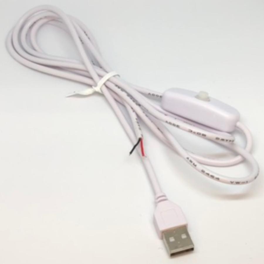 USB 2芯 白色 電源スイッチ 付 150cm 最大1.5A LEDテープ向け 加工用 USBケーブル ２ワイヤ ケーブル 電源ケーブル専用 LEDテープ 接続用 電子工作 メール便可 |  | 02