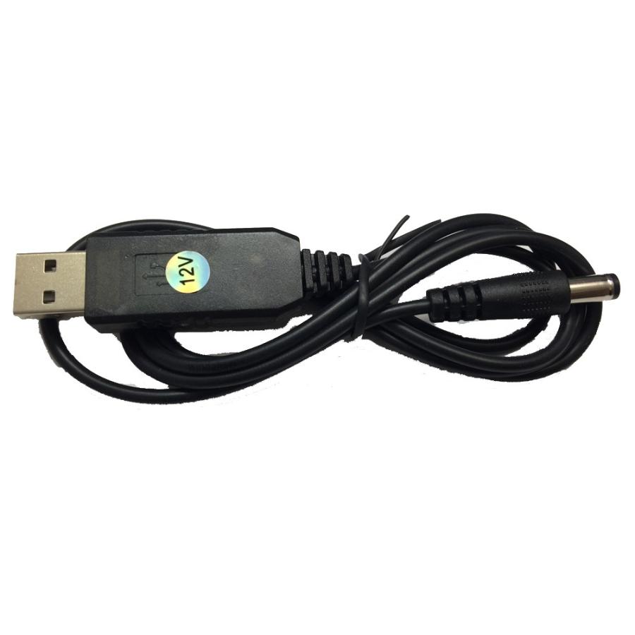 USB 12V センタープラス 昇圧 ケーブル USB5V入力を12Vに昇圧